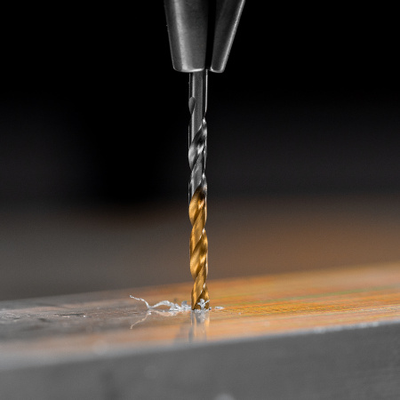 Сверло спиральное по металлу DENZEL 2,5 x 57 мм, Р6М5, Golden Tip, 2шт.