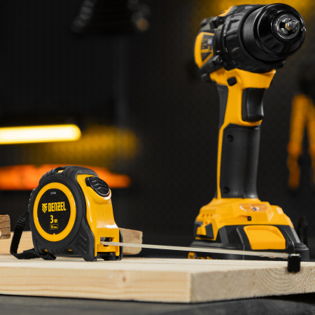 Рулетка DENZEL 3м х 16мм, обрезиненный корпус, автоматическая фиксация