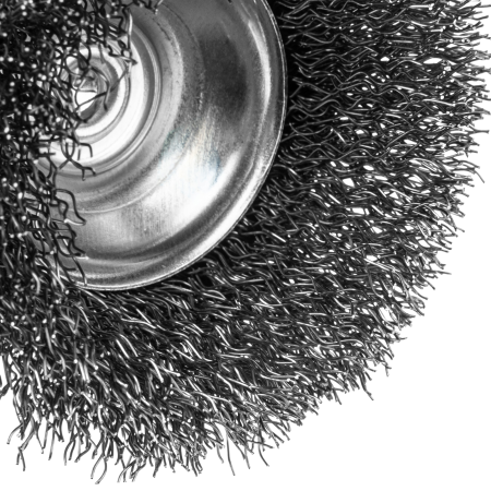 Щетка для дрели DENZEL, 65 мм, Чашка, со шпилькой , нержавеющая витая проволока
