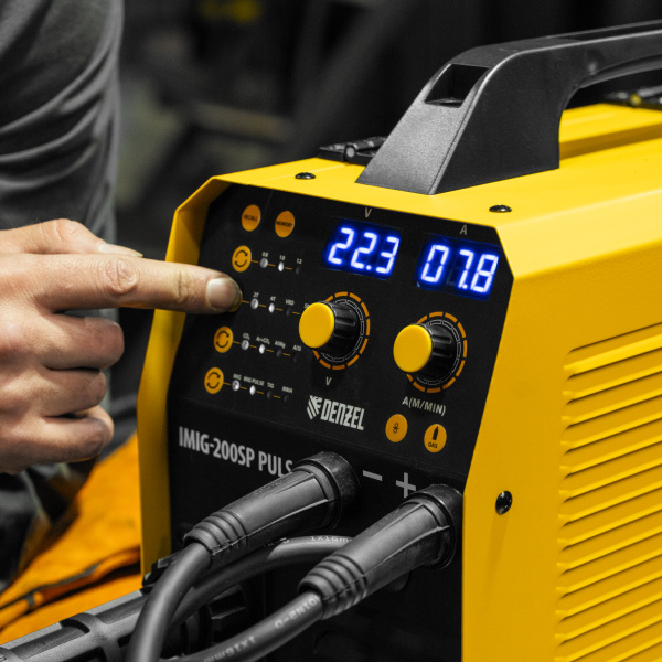 Аппарат инвертор. полуавтомат. cварки DENZEL IMIG-200SP Pulse, 200 А, ПВ 60%, катушка 5 кг