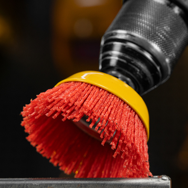 Щетка для дрели DENZEL, 75 мм, Чашка, со шпилькой, нейлоновая щетина