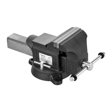 Тиски слесарные DENZEL BVH-150, 150 мм, поворотные, стальная направляющая, с наковальней