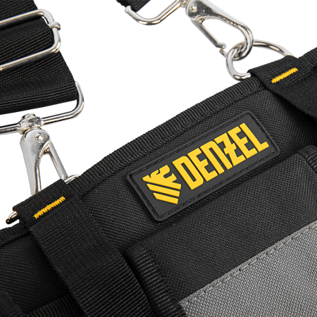 Пояс монтажника усиленный DENZEL с лямками, сумки поясные, держатель для молотка