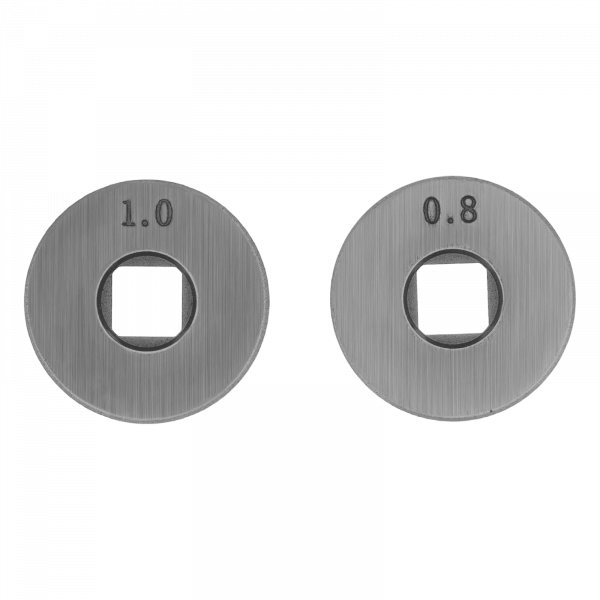 Подающий ролик DENZEL U профиль зубчатый под флюсовую проволоку 0,8-1мм посадка квадрат, 2 шт