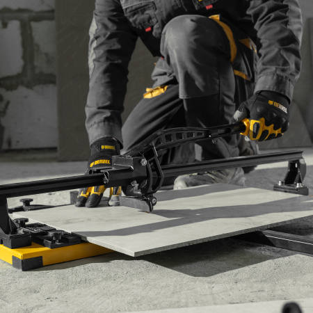 Плиткорез рельсовый DENZEL 600х16мм, каретка на подш., стальная станина, усил. рукоятка-пенал