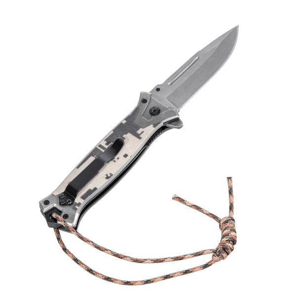 Нож складной DENZEL многоцелевой, системы Liner-Lock, с накладкой G10 на прямой рук-ке+стеклобой