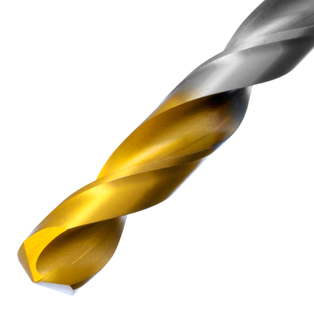 Сверло спиральное по металлу DENZEL 10 х 184 мм, Р6М5, Golden Tip, удлиненное