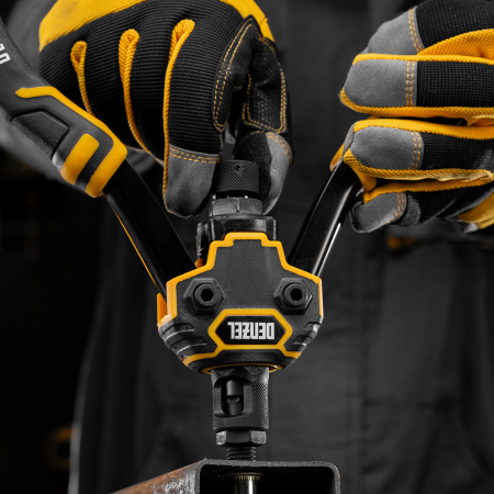 Заклепочник для резьбовых заклепок DENZEL двуручный, заклепки М3, М4, М5, М6, М8, М10, M12