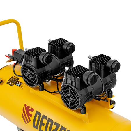 Компрессор безмасл. малошумный DENZEL DLP-3000/100, 3 кВт, 2х1,5 кВт,100 л, 2850 об/мин,500 л/мин