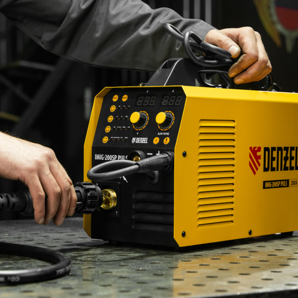 Аппарат инвертор. полуавтомат. cварки DENZEL IMIG-200SP Pulse, 200 А, ПВ 60%, катушка 5 кг
