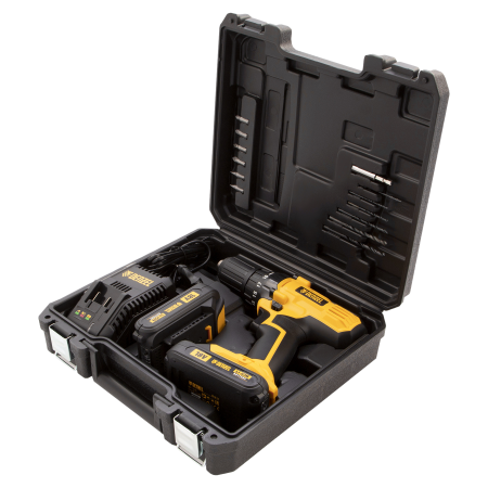 Аккумуляторная дрель-шуруповерт DENZEL CDL-IB-18-02, 18 В, Li-Ion, 2 x 1.5 Ач Аккумуляторная дрель-шуруповерт DENZEL CDL-IB-18-02, 18 В, Li-Ion, 2 x 1.5 Ач