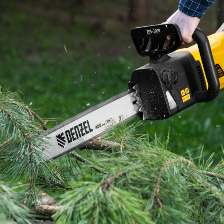 Пила цепная электрическая DENZEL EDS-2000, 2 кВт, шина 40 см, шаг 3/8, 56 звеньев