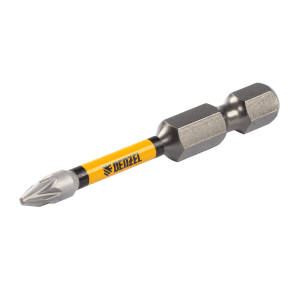 Бита DENZEL IMPACT, PZ1x50 мм, лазерная обработка шлица, сталь S2, 10 шт., Е 6,3