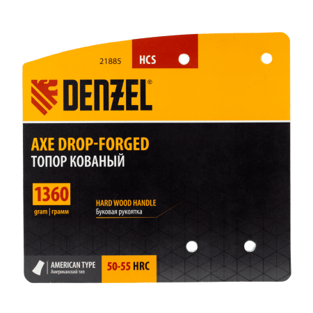 Топор кованый DENZEL 1360 г, американский тип, буковая рукоятка, 700мм, EFP