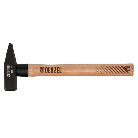 Молоток слесарный DENZEL 500 г, кованый квадратный боек, буковая рукоятка