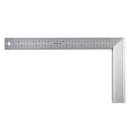 Угольник DENZEL 32398 400 мм, нержавеющая сталь, градуировка, алюминиевое основание