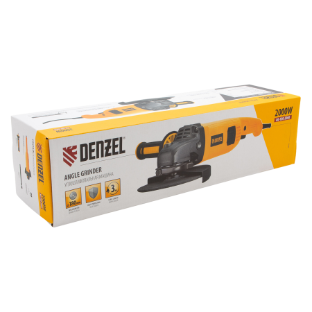 Машина шлифовальная угловая DENZEL AG180-2000, 2000 Вт, 180 мм, 8500 об/мин
