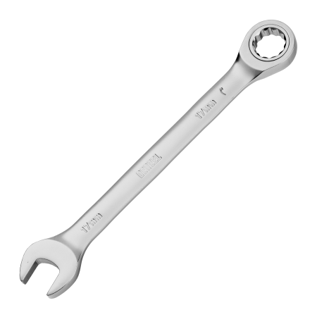 Набор ключей комбинированных трещоточных DENZEL 6-17 мм, 6 шт., CrV, матовый хром