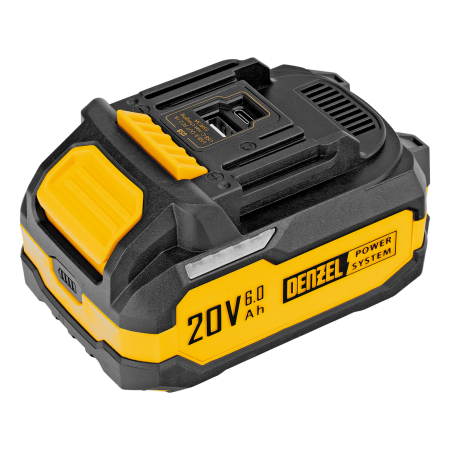 Батарея аккумуляторная DENZEL BH-20-6.0, Li-Ion, USB, 20 В, 6,0 Ач