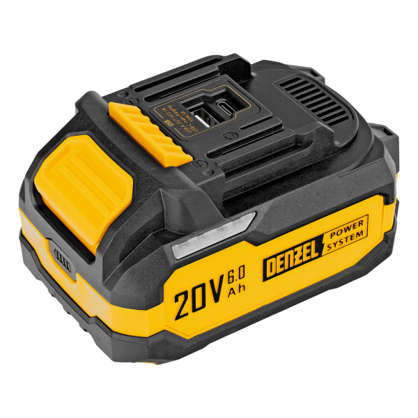 Батарея аккумуляторная DENZEL BH-20-6.0, Li-Ion, USB, 20 В, 6,0 Ач