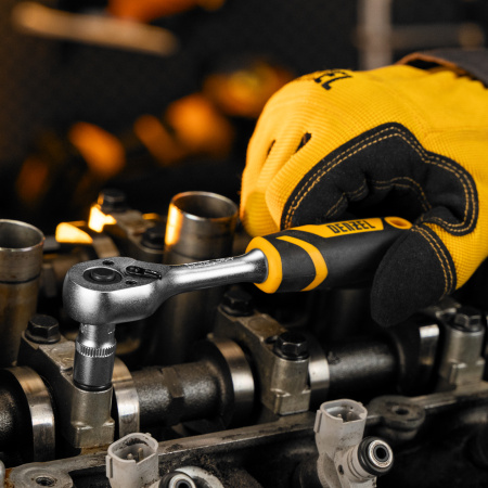 Ключ-трещотка DENZEL 1/4", 90 зубьев, с быстрым сбросом, CrV