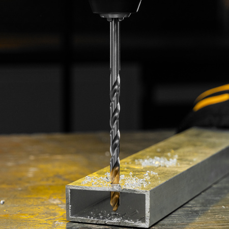 Сверло спиральное по металлу DENZEL 7,5 х 156 мм, Р6М5, Golden Tip, удлиненное