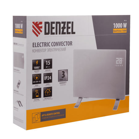 Конвектор электрический DENZEL OptiPrime-1000, Wi-Fi, тачскрин, цифровой термостат, 1000 Вт