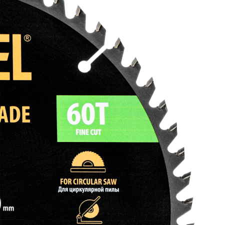 Пильный диск по дереву DENZEL ф250 х 30 мм, 60 зубьев