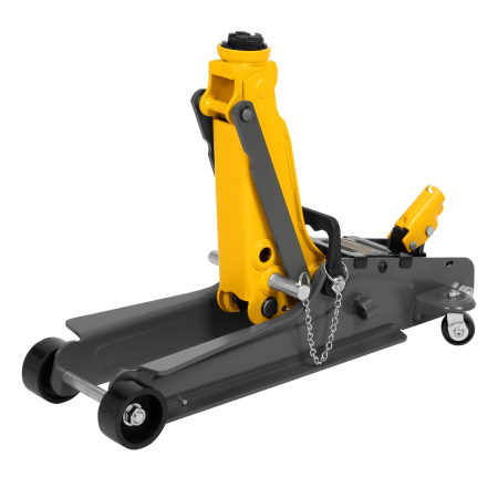 Домкрат гидравлический подкатной с фиксатором DENZEL 2,5 т,  85-385 мм, в пласт. кейсе