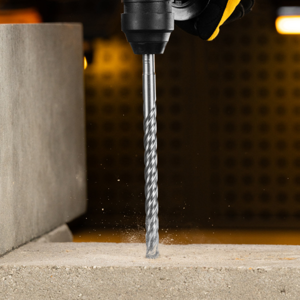 Бур по бетону DENZEL, цельная крестовая пластина, 12x215 мм, SDS PLUS