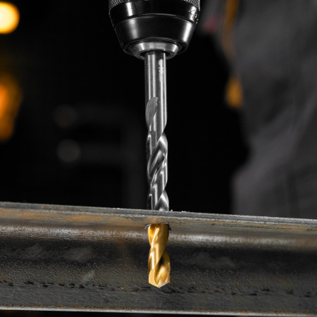 Набор сверл по металлу DENZEL, 1-13 мм, Р6М5К8-TiN, Golden Tip, 25 шт