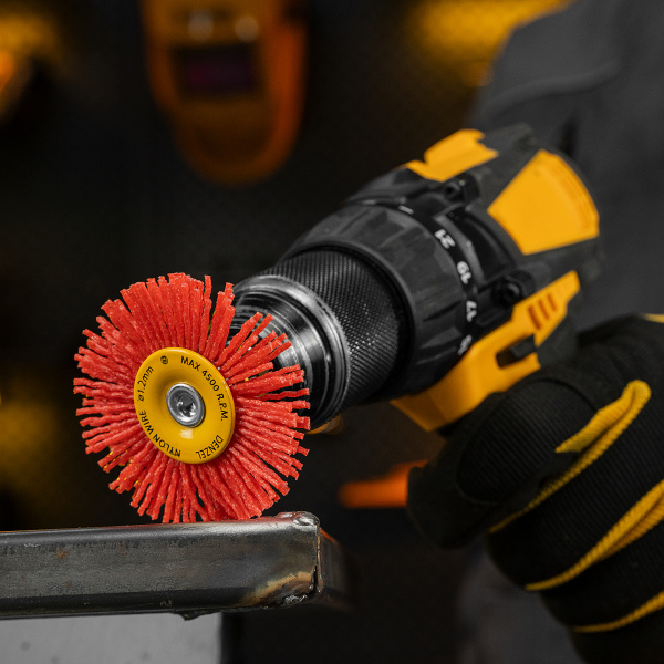 Щетка для дрели DENZEL, 65 мм, Плоская, со шпилькой, нейлоновая щетина