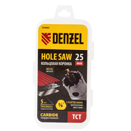 Коронка по металлу DENZEL 724005, 25 мм, твердосплавная