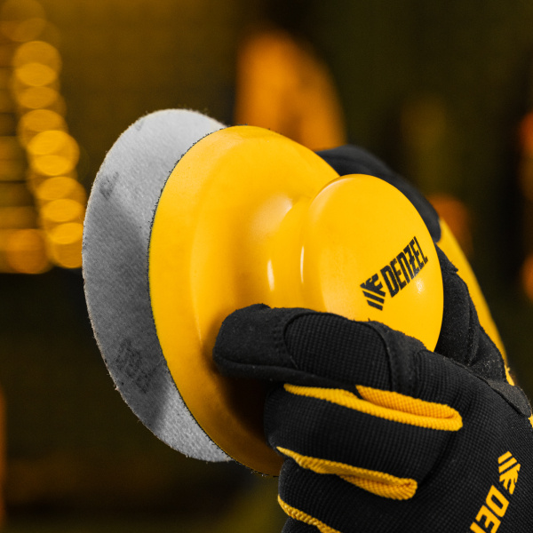 Брусок для шлифования, круглый DENZEL, 125 мм, с "липучкой