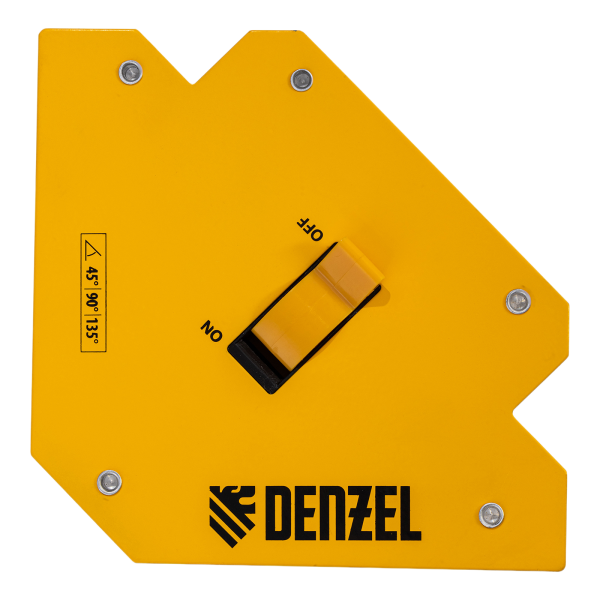 Фиксатор магнитный DENZEL отключаемый для сварочных работ усилие 55 LB, 45х90х135 град.
