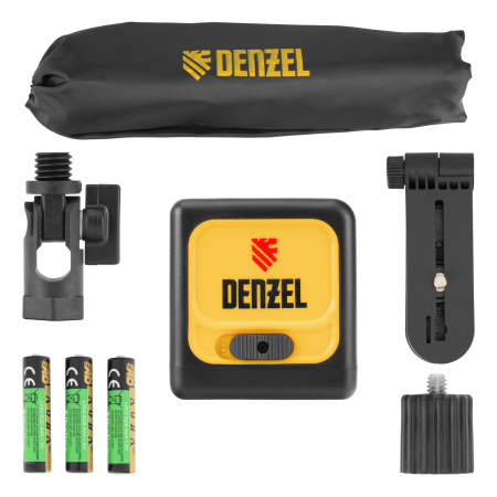 Лазерный уровень DENZEL DQB-T, 30 м, зеленый луч, батарейки, штатив