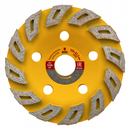 Чашка алмазная зачистная DENZEL 72970, турбо, 125 мм