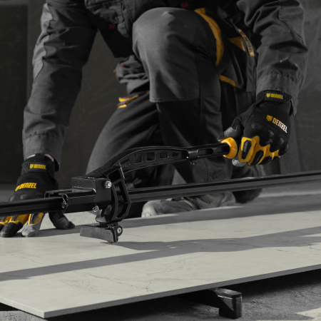 Плиткорез рельсовый DENZEL 1200х16мм, каретка на подш., стальная станина, усил. рукоятка-пенал