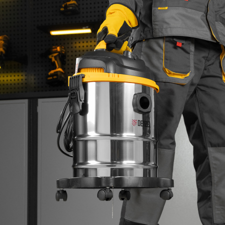 Пылесос строительный DENZEL SVC15, 1200 Вт, бак 15 л, шланг 2 м