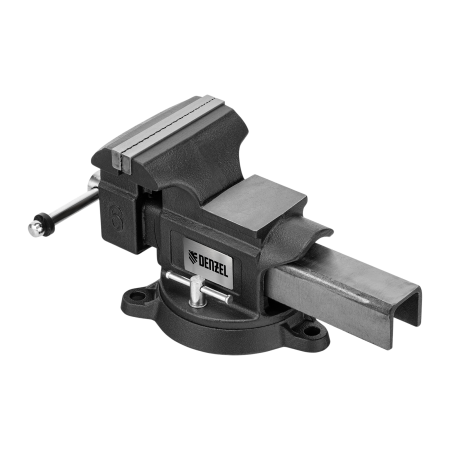 Тиски слесарные DENZEL BVH-150, 150 мм, поворотные, стальная направляющая, с наковальней