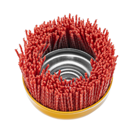 Щетка для УШМ DENZEL, 75 мм, Чашка, нейлоновая щетина, М14