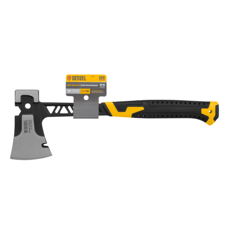 Топор цельнокованый DENZEL 600 г, двухкомпонентная обрезиненная рукоятка