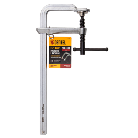 Струбцина DENZEL F-образная, 100x300мм, кованая
