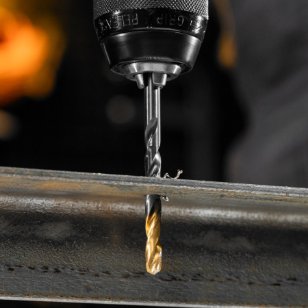 Набор сверл по металлу DENZEL, 1,5-6,5мм, Р6М5К8-TiN, Golden Tip, 13 шт