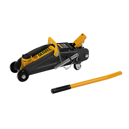 Домкрат гидравлический DENZEL подкатной с фиксатором, 2 т, 130-330 мм