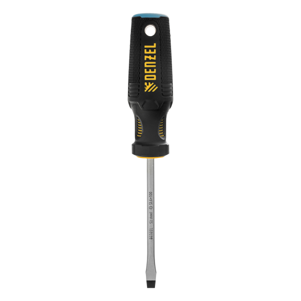 Отвертка DENZEL SL6x100 мм, S2, 3к рукоятка