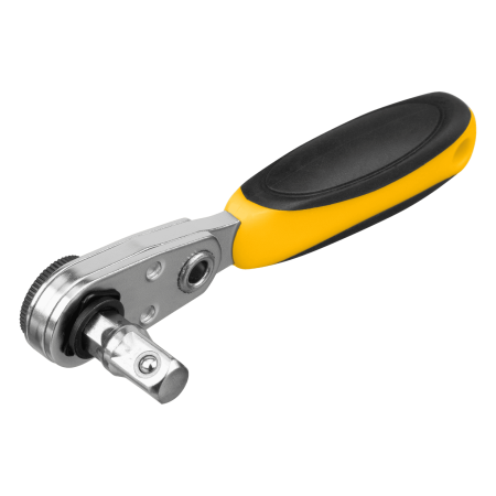 Ключ-трещотка DENZEL для бит 1/4", 52 зуба, CrMo, адаптер для торцевых головок