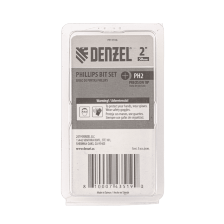 Набор бит DENZEL PH2x50, 5 шт.