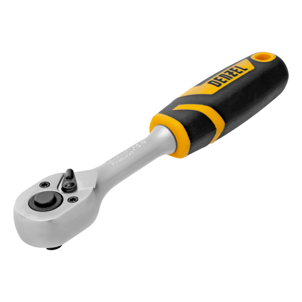 Ключ-трещотка DENZEL 1/4", 90 зубьев, с быстрым сбросом, CrV
