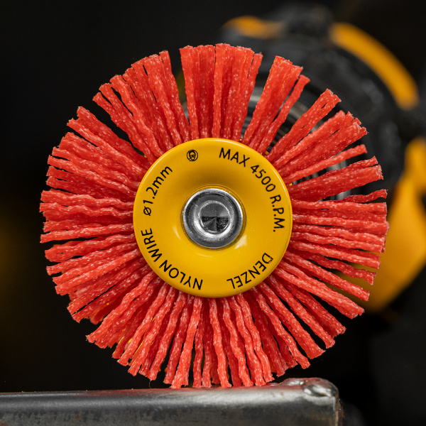 Щетка для дрели DENZEL, 65 мм, Плоская, со шпилькой, нейлоновая щетина